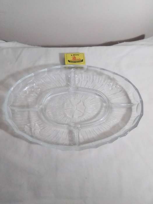 Vintage An Oval Tapas Dip Condiment Cut Glass Five Way Vintage Serving Platter
