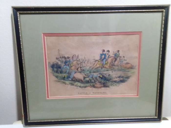 Battle of Waterloo. Advance of the British lines. 18 June 1815. Print original by Samuel Mitan.