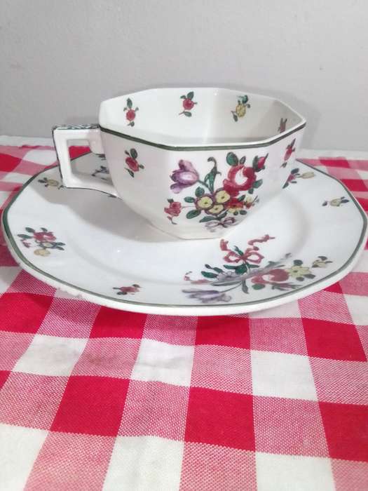 Royal Doulton Old Leeds Sprays D3548 Breakfast Cup & Side Plate 1912-1930