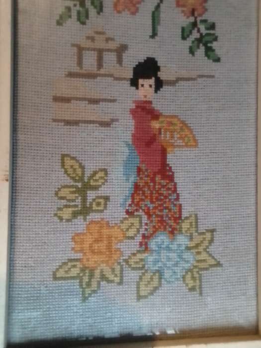 A long and narrow vertical wall art under glass wall hanging Chinese Tapestry.