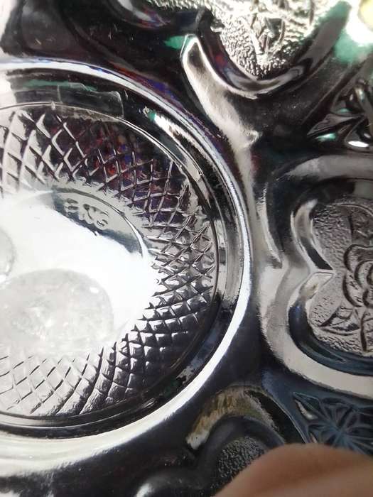 Wow! 1970s x 2 vintage Indonesia FNS glass lidded bowls for the condiments on the dressing table.