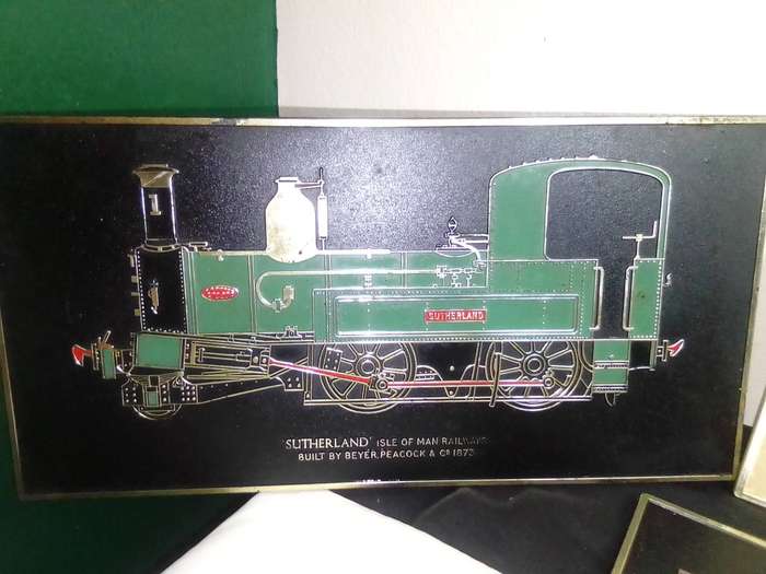 Vintage Transportation Rail & Steam plaques. Mann Railway 1873 Steam Engine Wall Art Raised Plaques.
