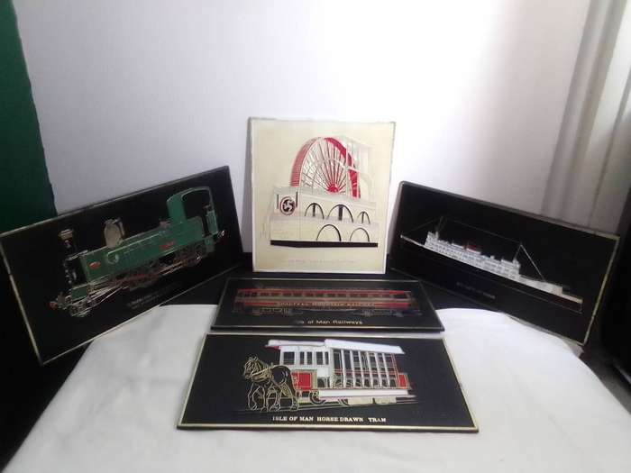 Vintage Transportation Rail & Steam plaques. Mann Railway 1873 Steam Engine Wall Art Raised Plaques.
