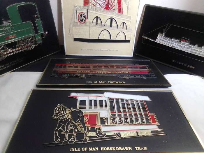 Vintage Transportation Rail & Steam plaques. Mann Railway 1873 Steam Engine Wall Art Raised Plaques.