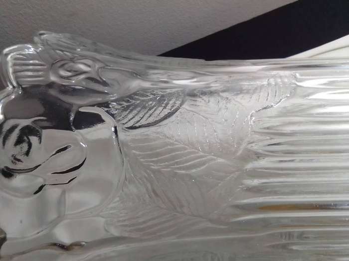 WoW!!! 1960 Large Vintage 255mm Tall Borgonovo Italian clear glass vase with a Rose pattern.