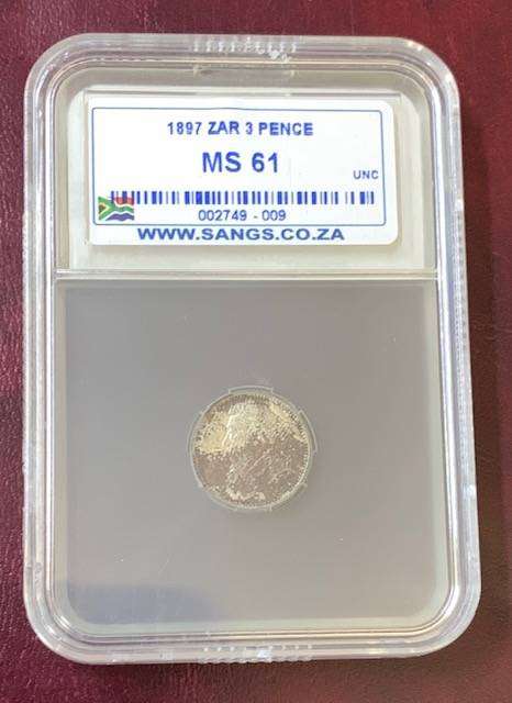 !!! ZAR 1897 3 Pence MS61 !!!