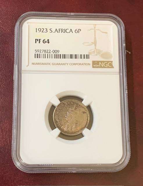 !!! South Africa Union 1923 Six Pence PF64 !!!