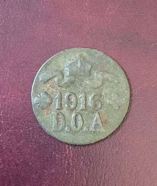 !!! German East Africa 1916 T 5 Heller Tabora Emergency Coinage Thin Variant !!!