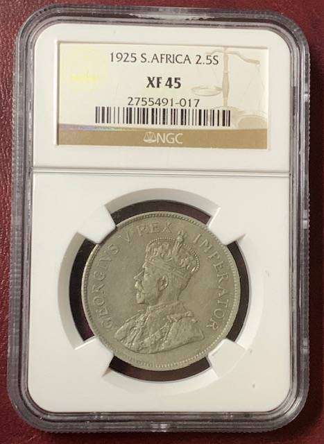 !!! Scarce South Africa Union 1925 Half Crown NGC XF45 !!!