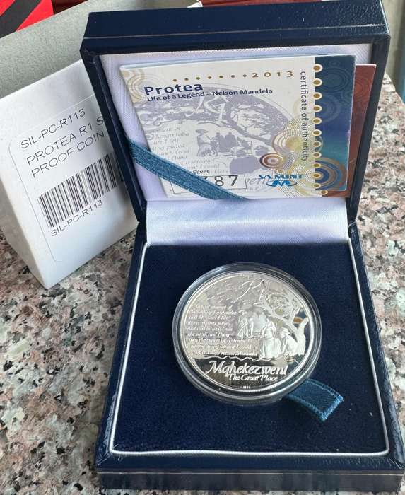 2013 SILVER RAND PROTEA - MANDELA LIFE OF A LEGEND MQ - PROOF - ORIGINAL AS ISSUED