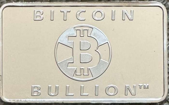 1oz PURE SILVER PROOF BAR *BITCOIN MINTED* BUCKS `n GEMS BAR + CERTIFICATE