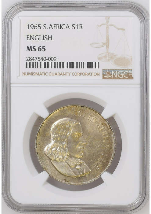 1965 SILVER 1 RAND ENGLISH - MS65 - BRILLIANT UNC - NGC GRADED RARETY - LOW MINTAGE 2341