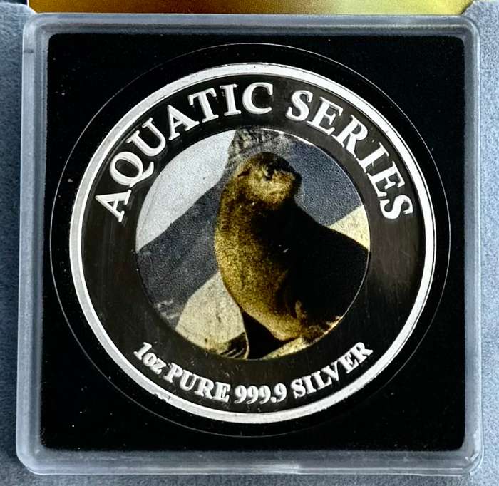 1oz SILVER 999.9 FINE - 2024 AQUATIC SERIES OF SOUTH AFRICA "CAPE FUR SEAL "CERTIFIED & BAG