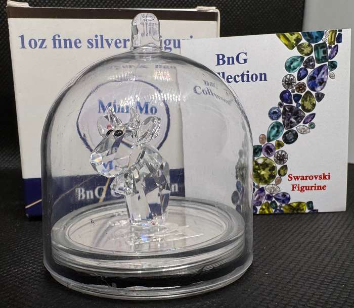 1oz PURE 999.9 SILVER CRYSTALS & GEMS COLORIZED SERIES IN DOME "SWAROVSKI MINI MO COW" CERTIFIED & B