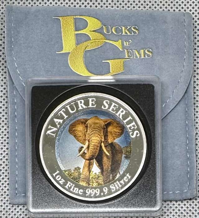 1oz SILVER 999.9 FINE - 2024 NATURE SERIES "ELEPHANT"- CERTIFIED & MINT BAG