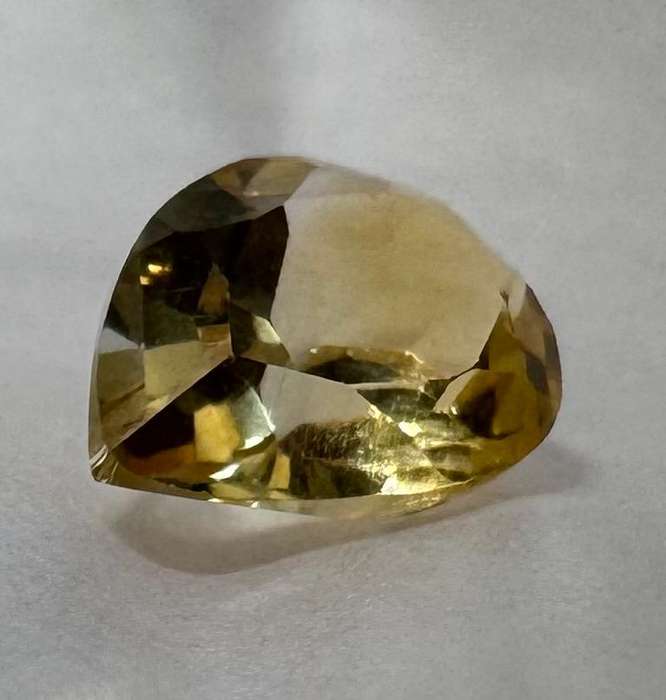 CERTIFIED 1.6060 cts - Medium Light Yellow - NATURAL CITRINE - pear cut - LI2 / G