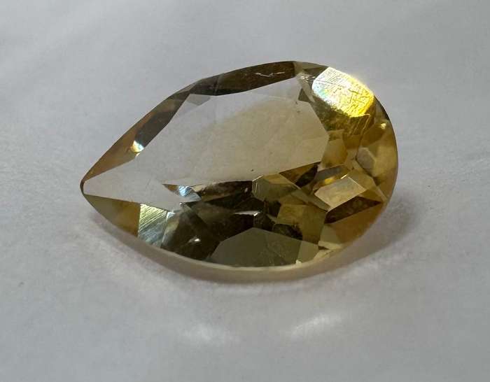 CERTIFIED 1.6060 cts - Medium Light Yellow - NATURAL CITRINE - pear cut - LI2 / G