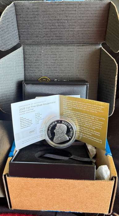 2025 Krugerrand Privy Mint Mark DURBAN 1oz Fine Silver Proof - Sealed in SAMINT Box & COA