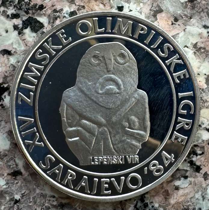 1983 YUGOSLAVIA 250 DINARA WINTER OLYMPICS - SARAJEVO VIEW- 925 SILVER PROOF