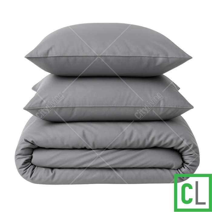6-Piece Queen Duvet Cover Bedding Set  Grey Microfiber with Fitted Sheet & Pillowcases