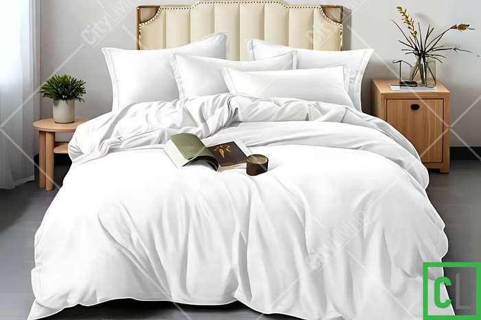 6-Piece Queen Duvet Cover Bedding Set  White Microfiber with Fitted Sheet & Pillowcases