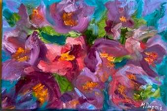 Abstract Flowers, oil painting