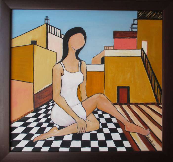 Girl in the City, Oil Painting