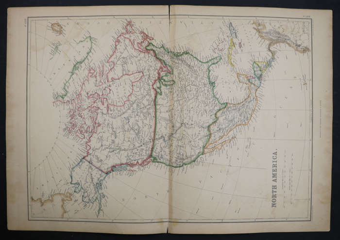 1859 North America Map by J. W. Lowry- Has a tear in the top and bottom middle