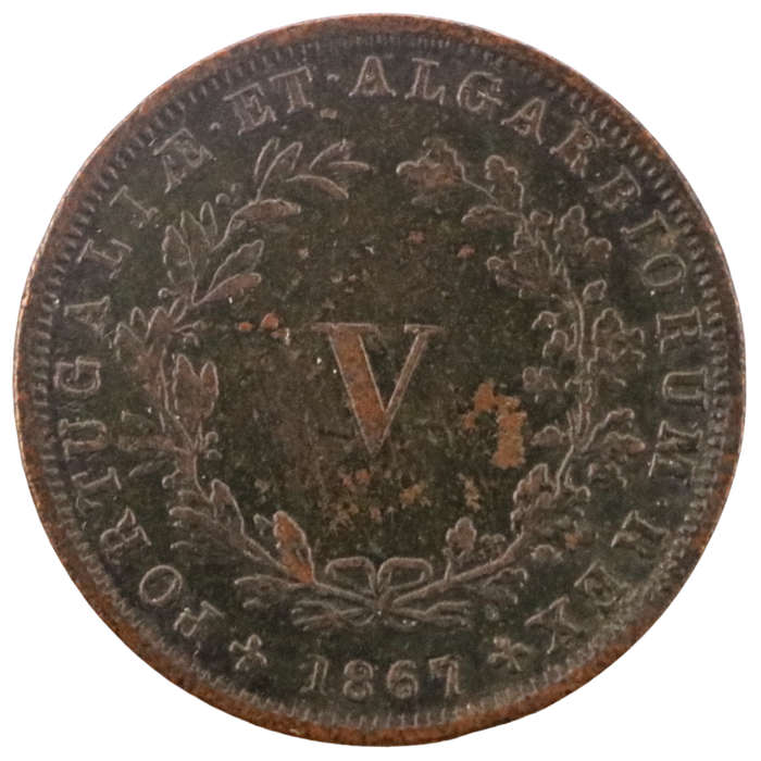 1867 Portugal 5 Reis KM#513, 737k Minted