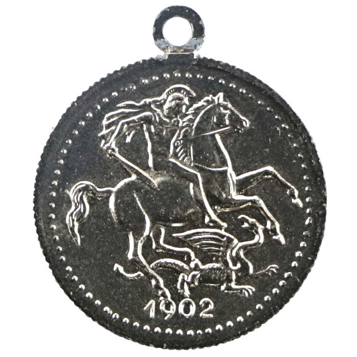 1902 United Kingdom Coronation Pendant, Silver Plate, 19mm 0,7g