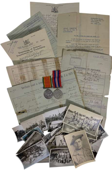 Pair of Medals awarded to J R Scott #119788, with Certificates and photos and Documents