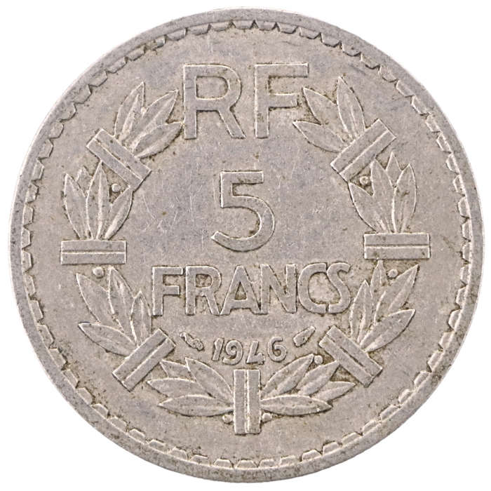 1946 France Third Republic 5 Francs #KM888