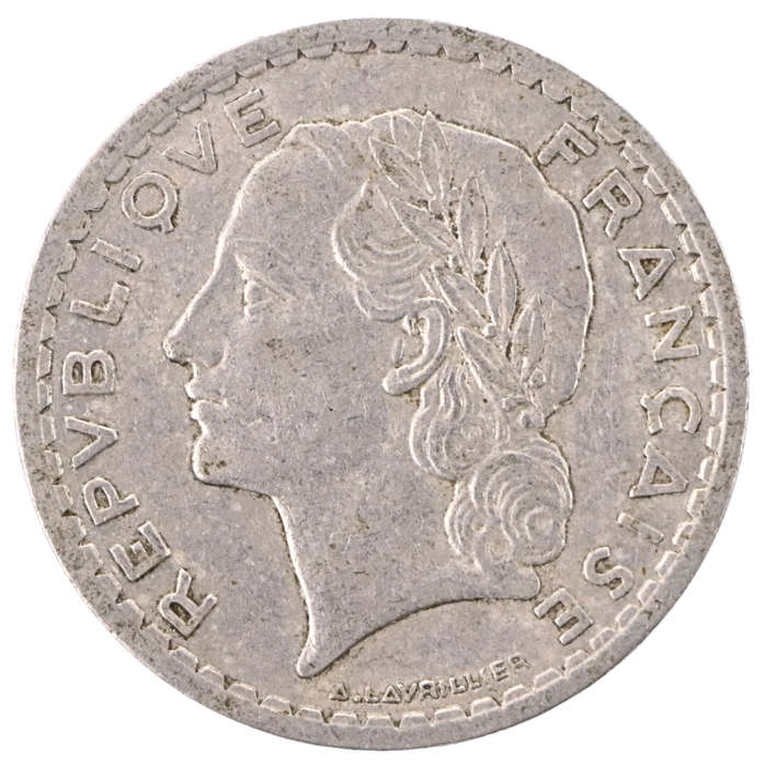 1946 France Third Republic 5 Francs #KM888