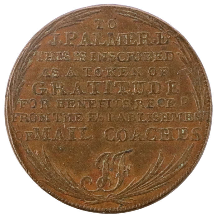 1797 United Kingdom Palmer's Mail Coach Copper Half Penny 28mm 8,8g