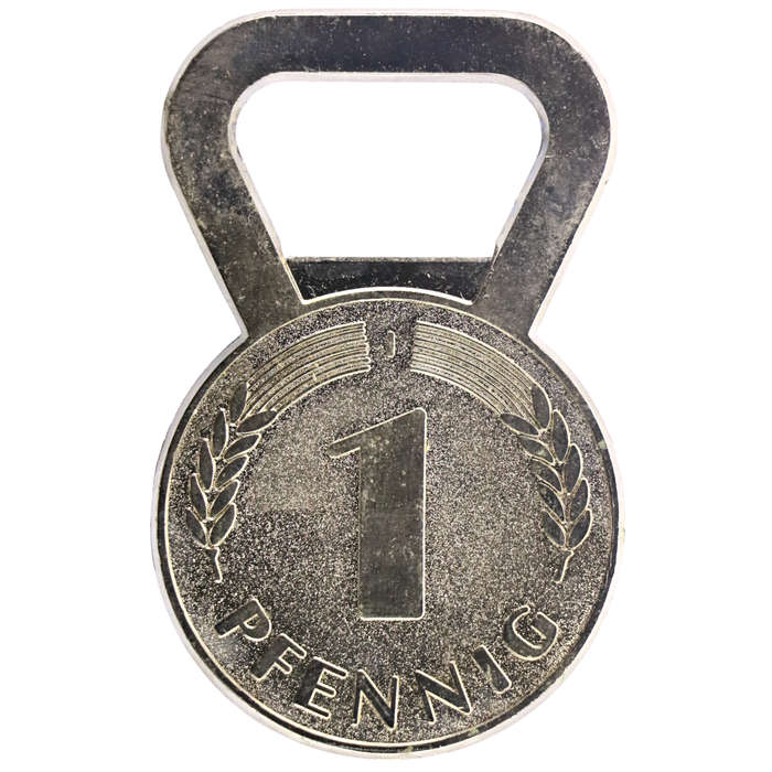 Large German 1 Pfenning promotional Bottle Opener 45x75mm 48g
