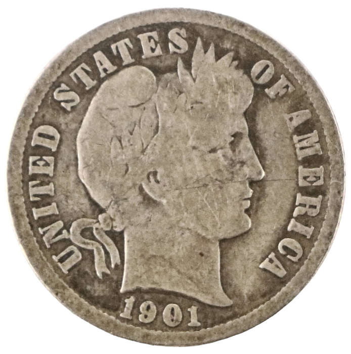 1901-P United States .900 Silver Barber Dime KM#113