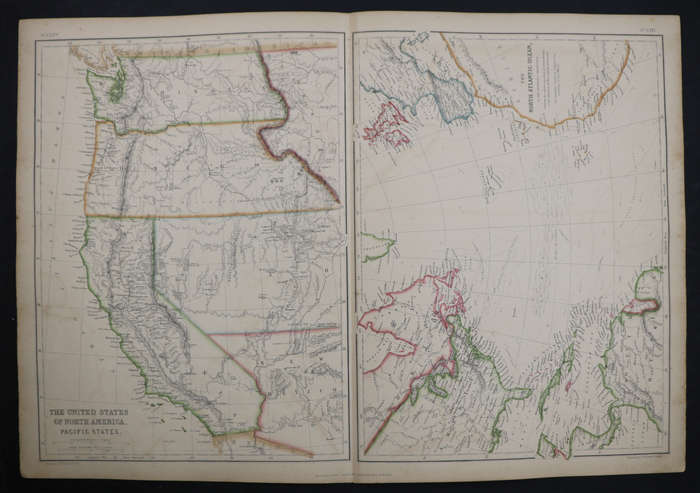 1859 The United States Of North America Pacific States and The North Atlantic Ocean by J. W. Lowry