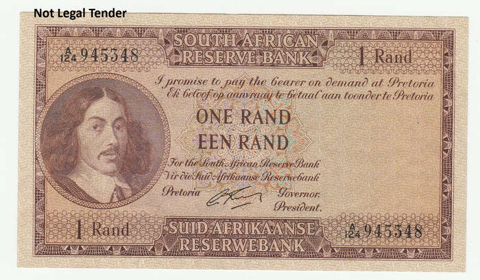 1962 South Africa Type 3, First Issue G Rissik 1 Rand