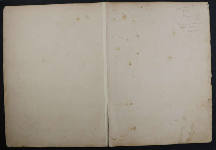 1859 The World In Hemispheres, With Other Projections Map by Edward Weller- Has a tear in the bottom