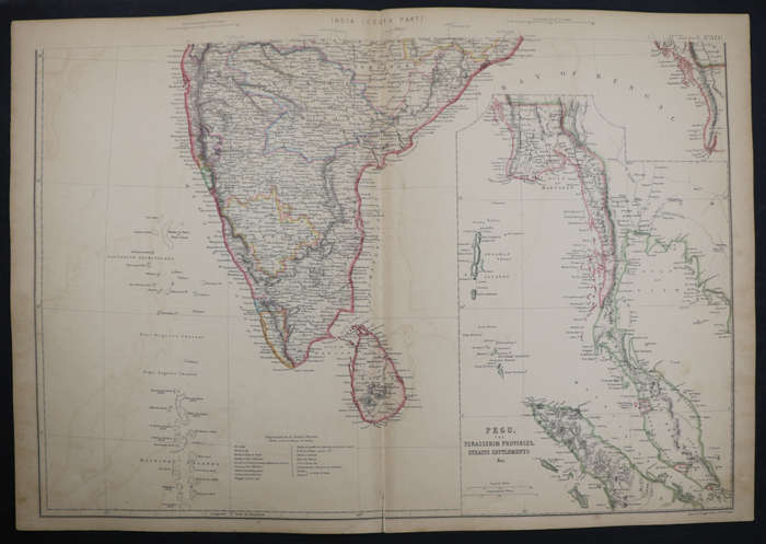 1859 India 2 Map Pair by J. and C. Walker- Both have slight tears in the middle