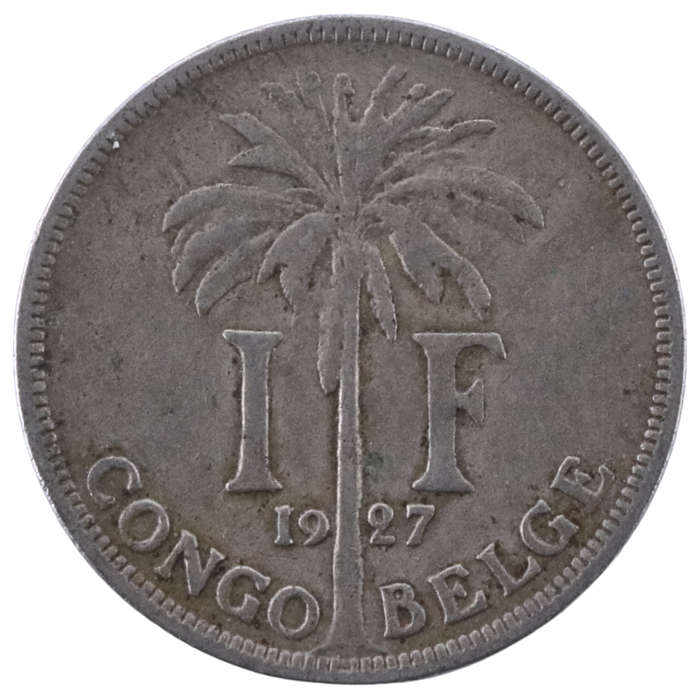 1927 Belgium Congo 1 Franc French text KM#20
