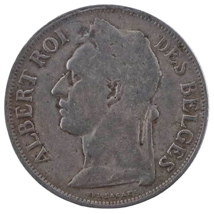 1927 Belgium Congo 1 Franc French text KM#20