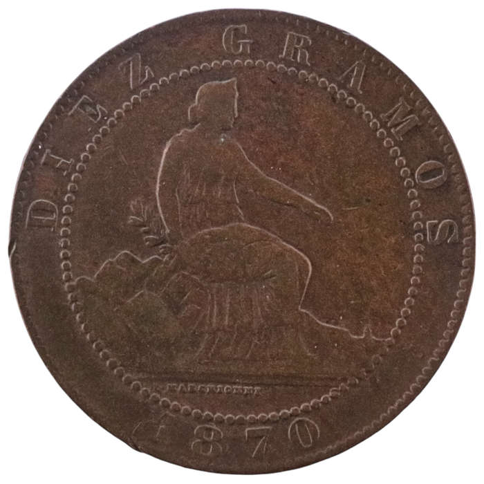 1870-OM Spain Provisional Government 10 Centimos
