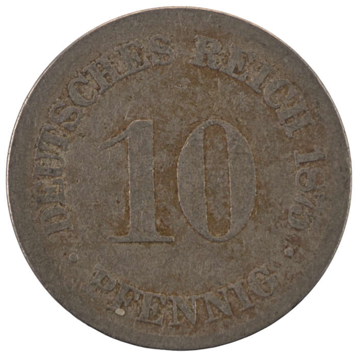 1875 German 10 Pfennig type 1 - large shield KM#4