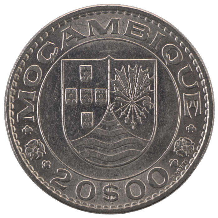 1971 Mozambique Nickel 20 Escudos KM#87