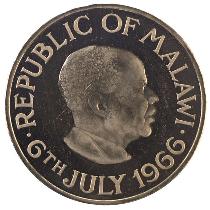 1966 Malawi Commemorative issue Declaration of the Republic of Malawi, 20k minted Nickel Brass Proof