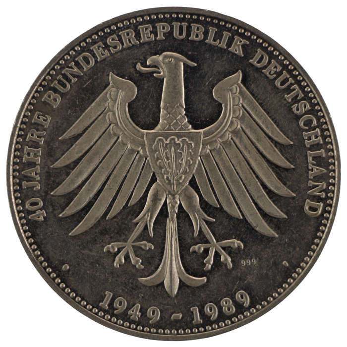 1989 German Commemorative issue Promulgation of the Basic Law in 1949 Proof .999 Silver Medallion 20