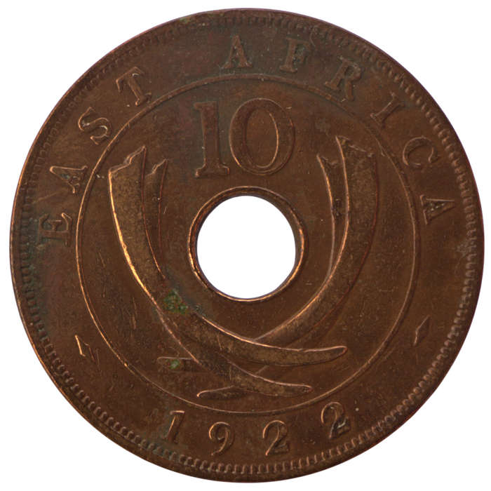 1922 East Africa Bronze 10 Cents KM#19