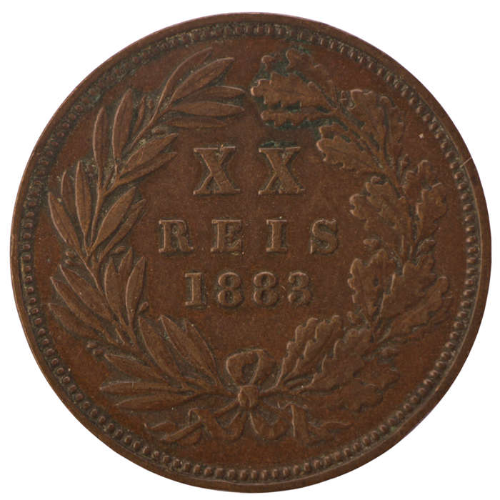 1883 Portugal Bronze 20 Reis KM#527