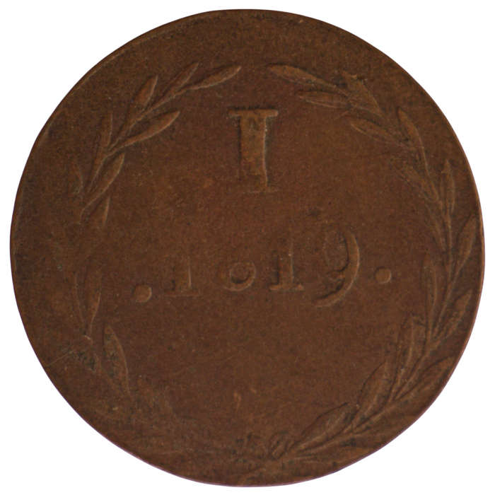 1819 German States Frankfurt Copper 1 Pfennig KM#Tn5